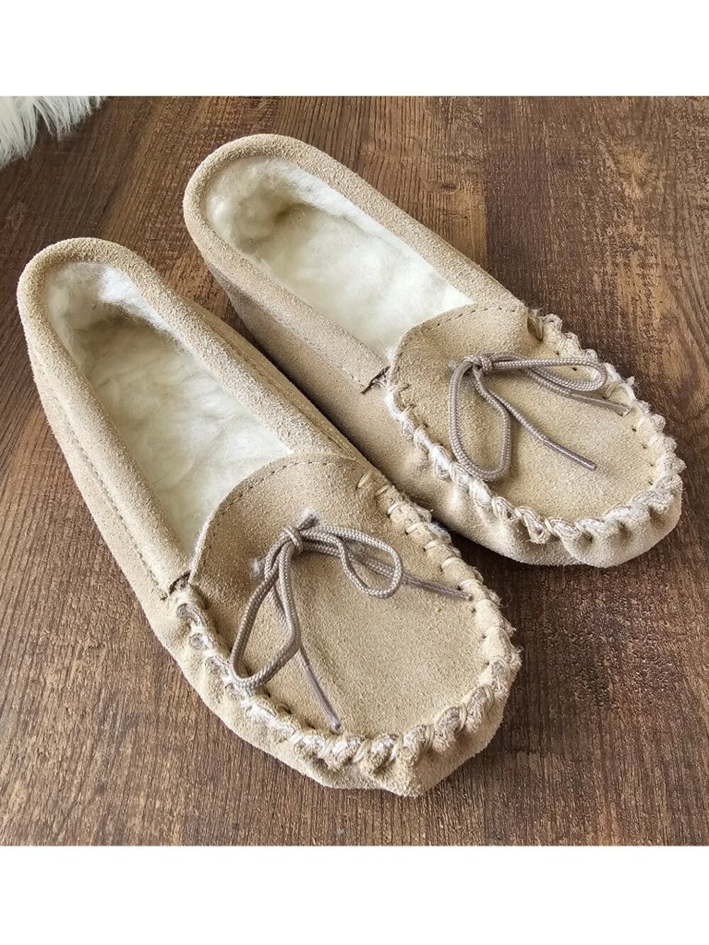 Kids Sheepskin Moccasin Soft Suede Sole Slippers 7.5”/12.5